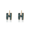 94983 xuping fashion alphabet h earring, fancy blue turquoise 18k gold stud earring for christmas gift